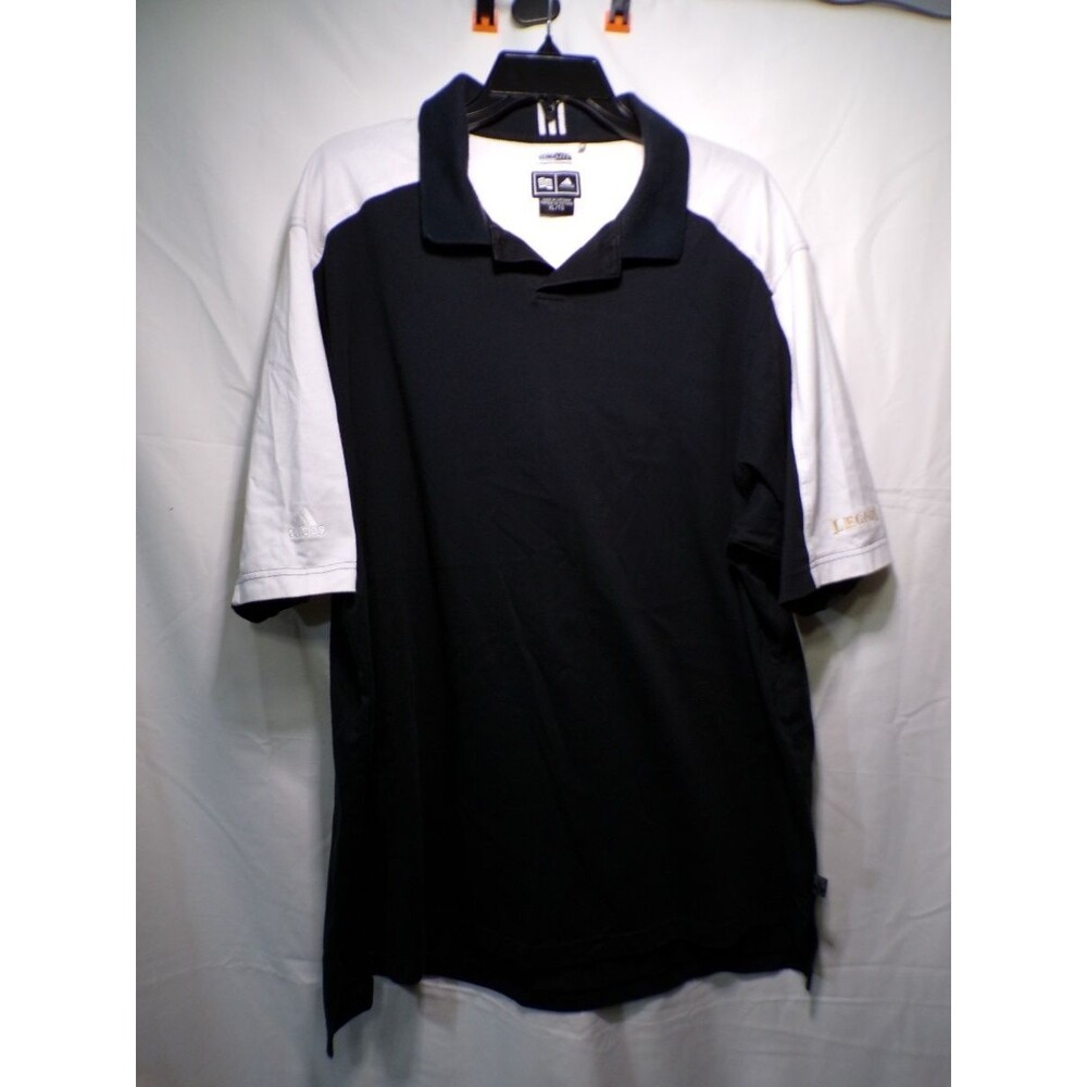 adidas Golf Climalite Men's XL Polo Shirt Black White Colorblock Short Sleeve